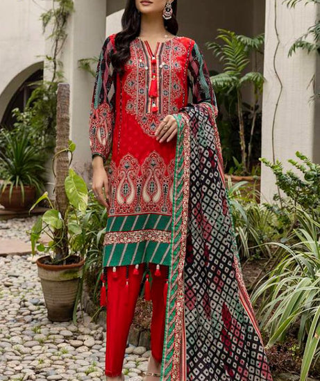 Al Zohaib Anum Lawn`22 D#7012 Red