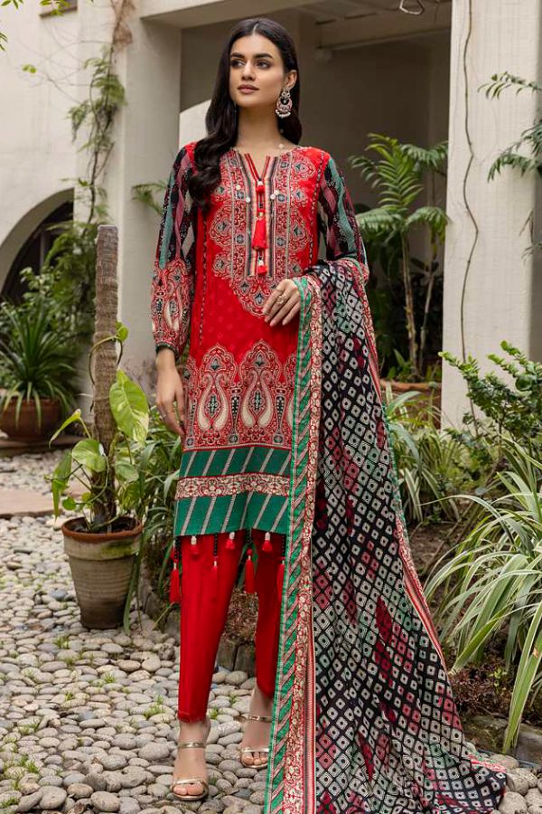 Al Zohaib Anum Lawn`22 D#7012 Red