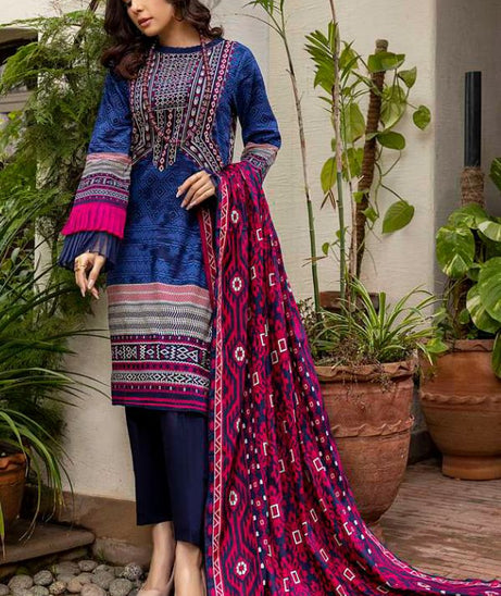 Al Zohaib Anum Lawn`22 D#7014 Nevy Blue