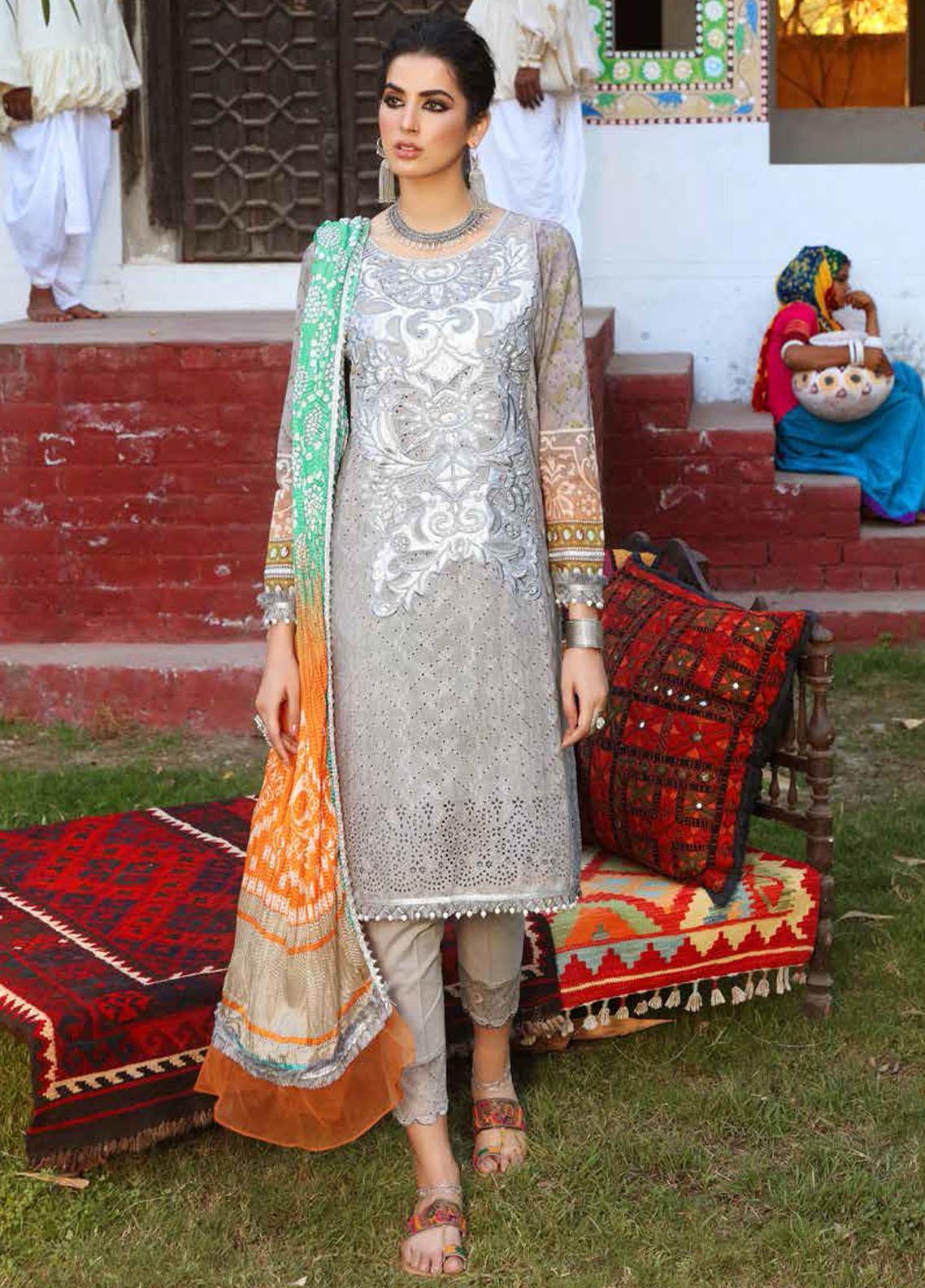Al Zohaib Bandhani Chikankari Lawn`21 D#4