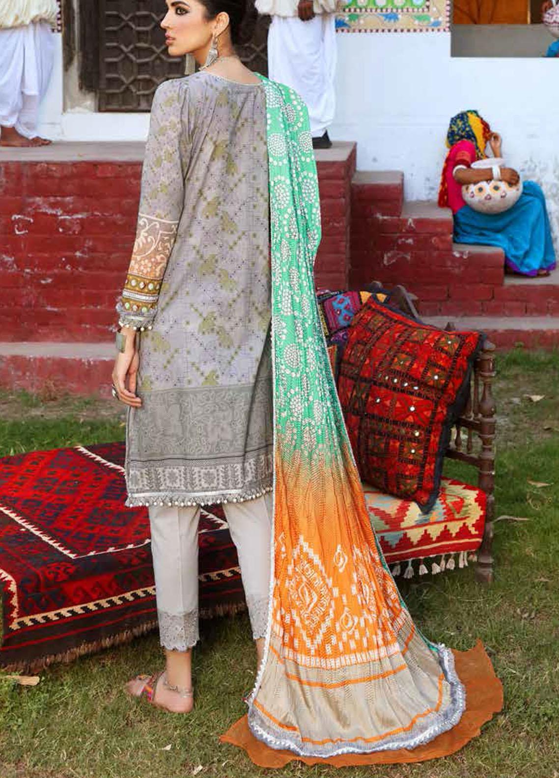 Al Zohaib Bandhani Chikankari Lawn`21 D#4