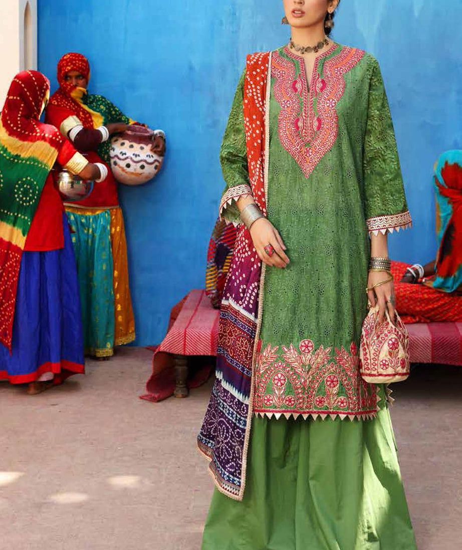 Al Zohaib Bandhani Chikankari Lawn`21 D#6