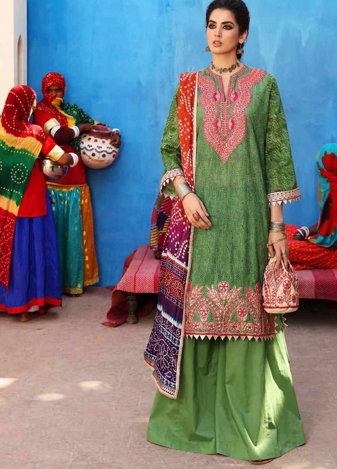 Al Zohaib Bandhani Chikankari Lawn`21 D#6