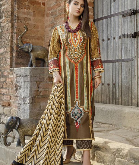 Al Zohaib Monsoon Lawn'21 D # 3004 Chocolate