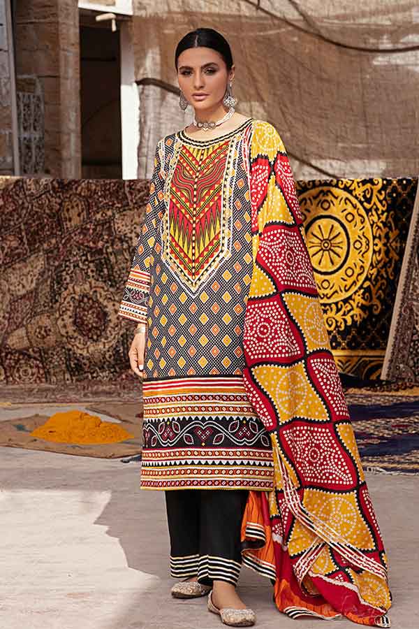 Al-Zohaib Monsoon Print Lawn'22 D#1 Black