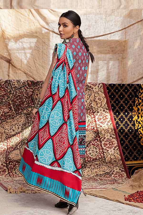 Al-Zohaib Monsoon Print Lawn'22 D#1 Maroon