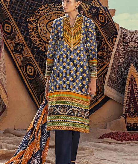 Al-Zohaib Monsoon Print Lawn'22 D#1 N Blue