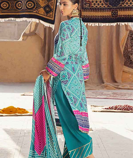 Al-Zohaib Monsoon Print Lawn'22 D#3 Ferozi