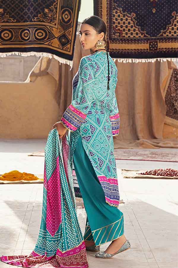 Al-Zohaib Monsoon Print Lawn'22 D#3 Ferozi