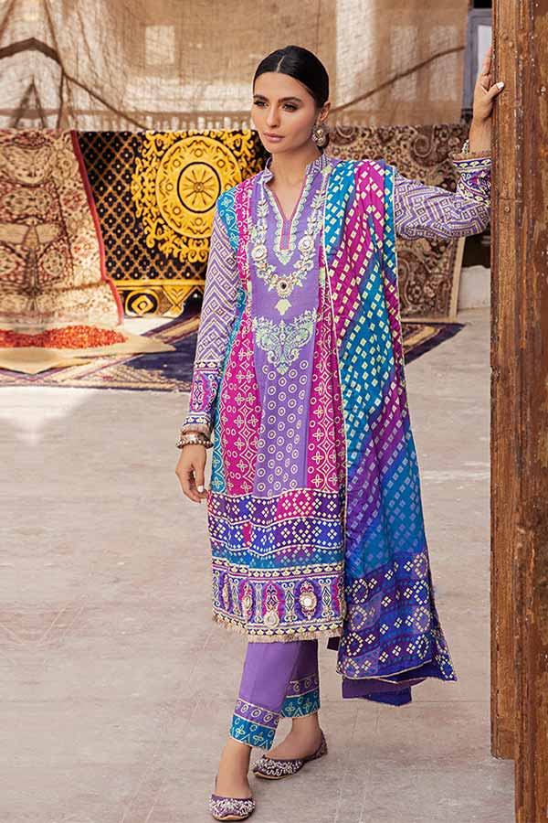Al-Zohaib Monsoon Print Lawn'22 D#4 D Purple