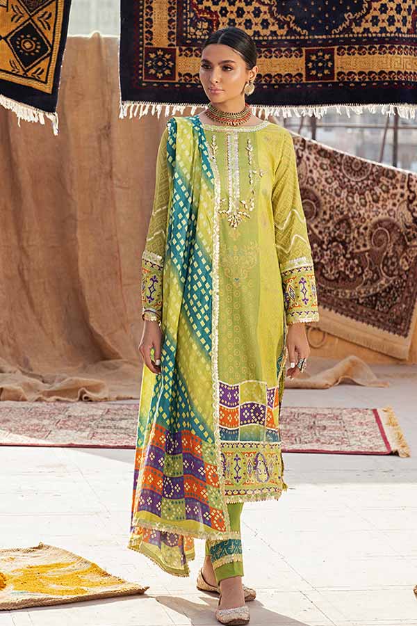 Al-Zohaib Monsoon Print Lawn'22 D#4 P Green