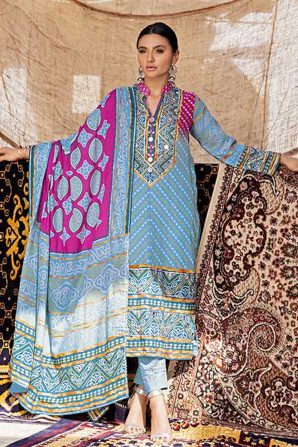 Al-Zohaib Monsoon Print Lawn'22 D#5 Ferozi