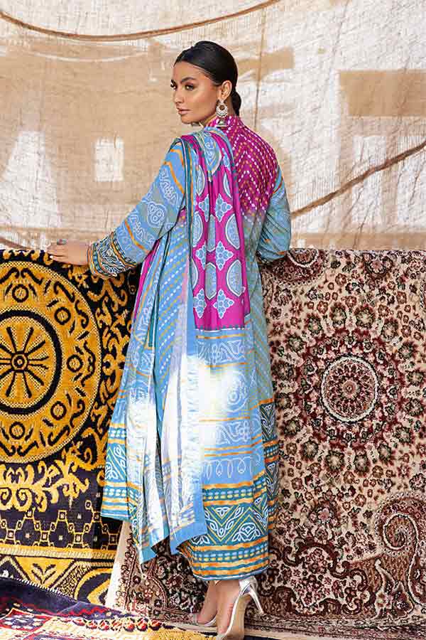 Al-Zohaib Monsoon Print Lawn'22 D#5 Ferozi