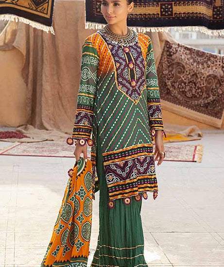 Al-Zohaib Monsoon Print Lawn'22 D#5 Sea Green
