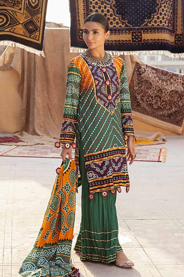 Al-Zohaib Monsoon Print Lawn'22 D#5 Sea Green