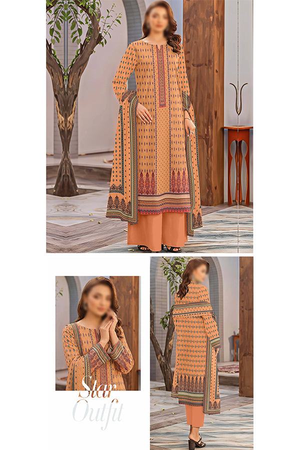 Alishba Haya Lawn`26 D#4199 (Peach)