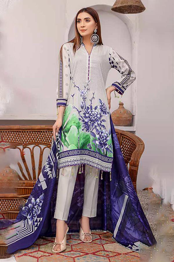 Alizeh Jan D/Print Lawn'22 D#6 Grey
