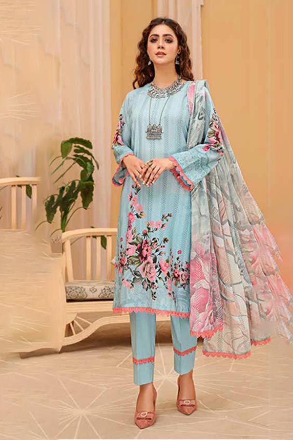 Alizeh Jan D/Print Lawn'22 D#964 Ferozi