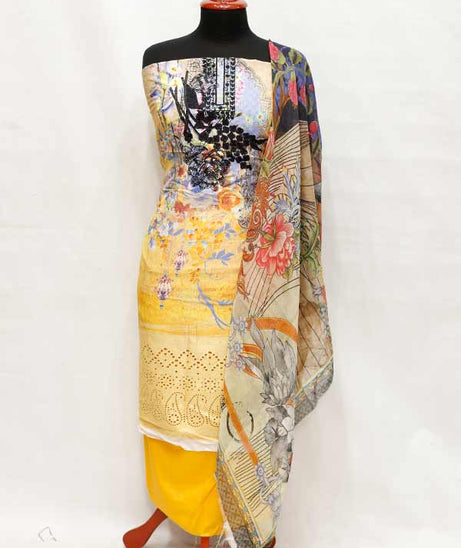 Ameera Linen Chiffon Duptt`20 D#1017 Yellow