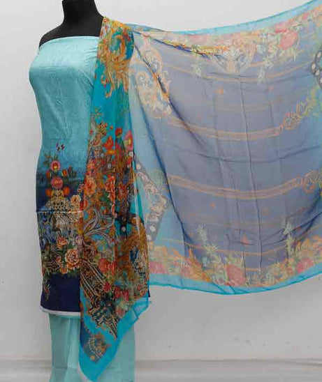 Ameera Linen Chiffon Duptt`20 D#1018 Ferozi