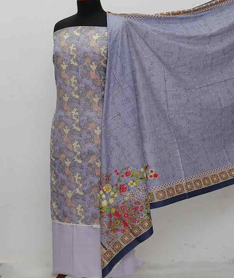 Ameera Print Linen 3Pcs`20 AM#2010151 Grey