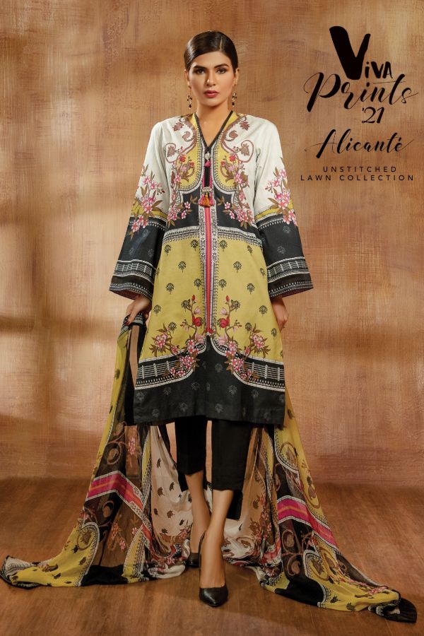 Viva Alicante  Print Lawn`21 3Pcs D#3-B