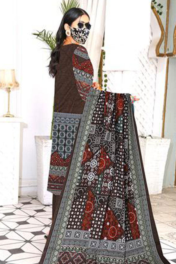 AA Aroma Print Lawn`23 D#2906 Chocolate
