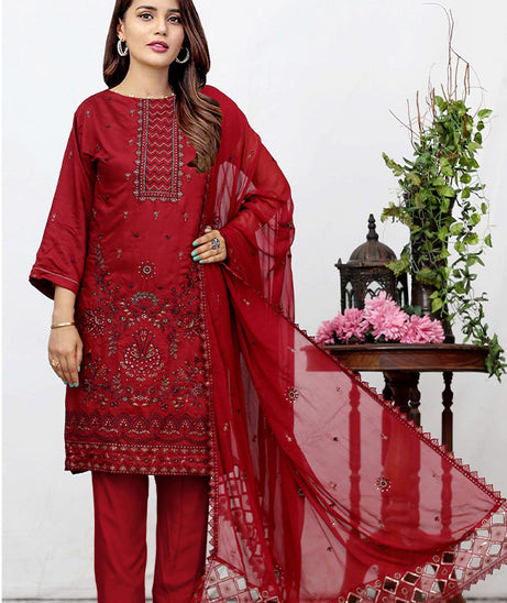 BR Nawal Emb Viscose`25 V#28 D#01 Maroon