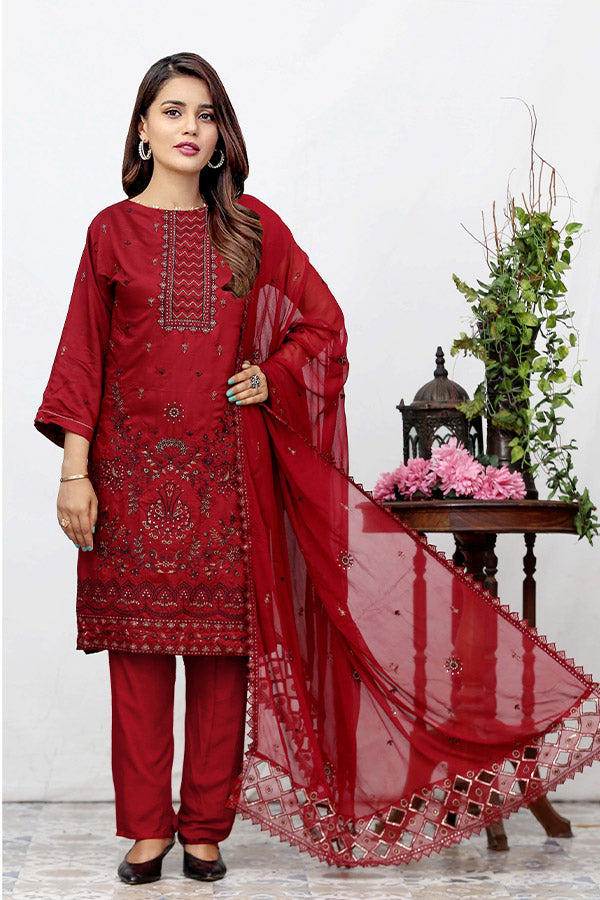 BR Nawal Emb Viscose`25 V#28 D#01 Maroon