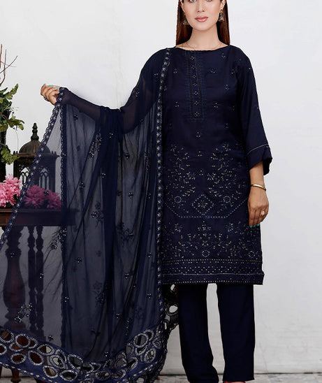 BR Nawal Emb Viscose`25 V#28 D#01 Nevy-Blue