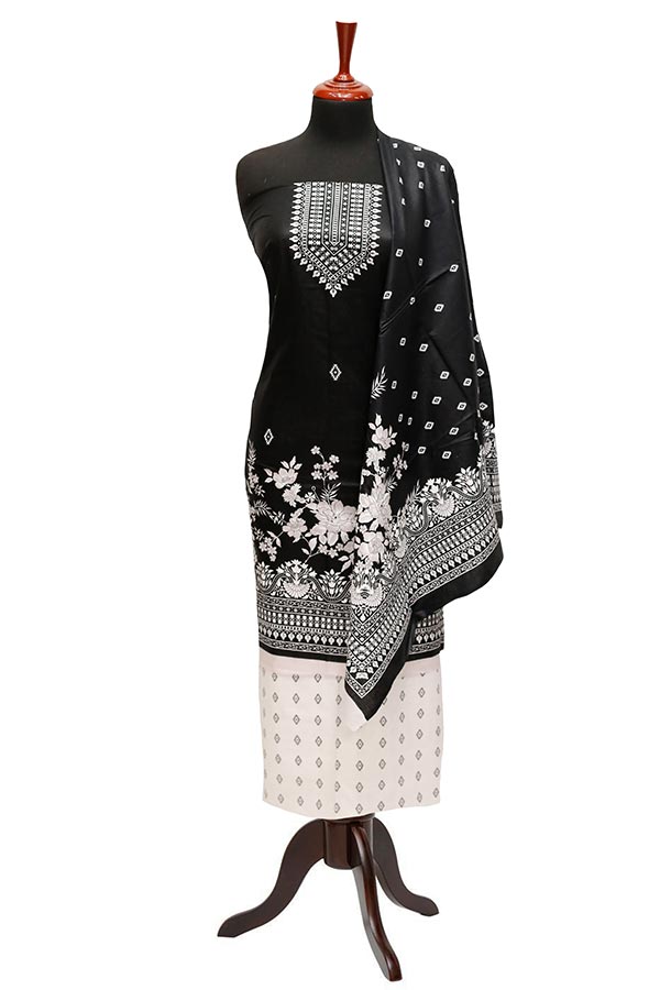 Bareeza Civic Voil Lawn`23 D#801 Black