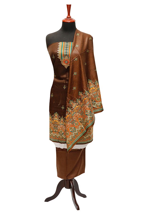 Bareeza Civic Voil Lawn`23 D#813 CH Brown