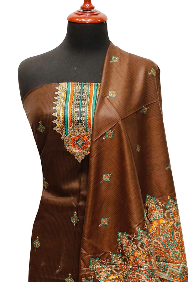 Bareeza Civic Voil Lawn`23 D#813 CH Brown