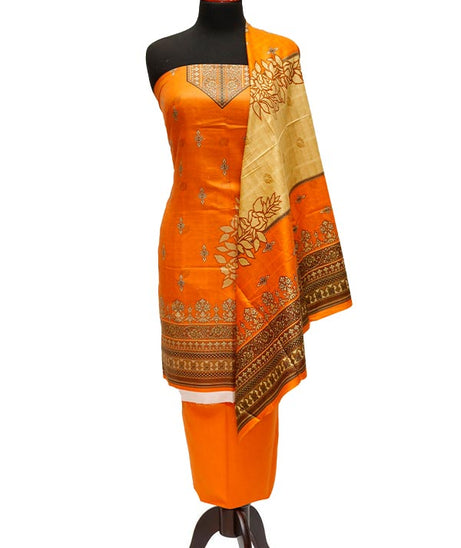 Bareeza Civic Voil Lawn`23 D#815 Orange