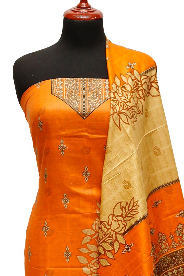 Bareeza Civic Voil Lawn`23 D#815 Orange