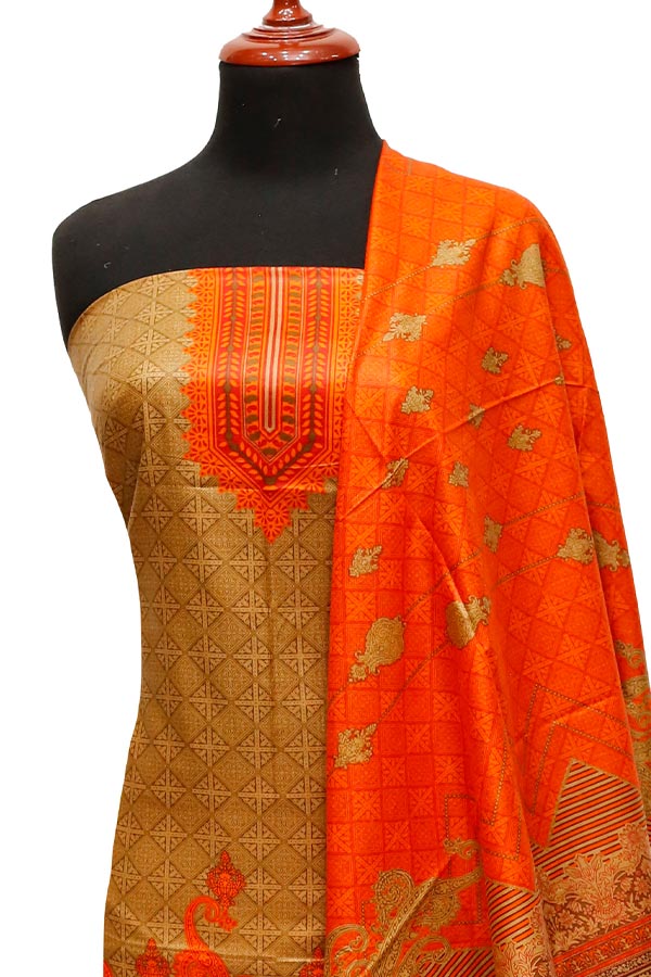 Bareeza Civic Voil Lawn`23 D#816 Orange