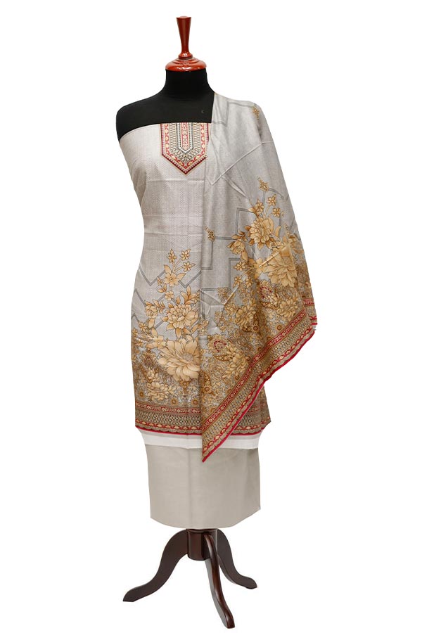 Bareeza Civic Voil Lawn`23 D#818 Grey