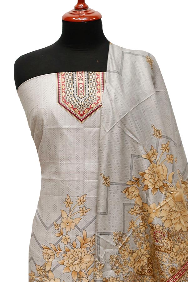 Bareeza Civic Voil Lawn`23 D#818 Grey