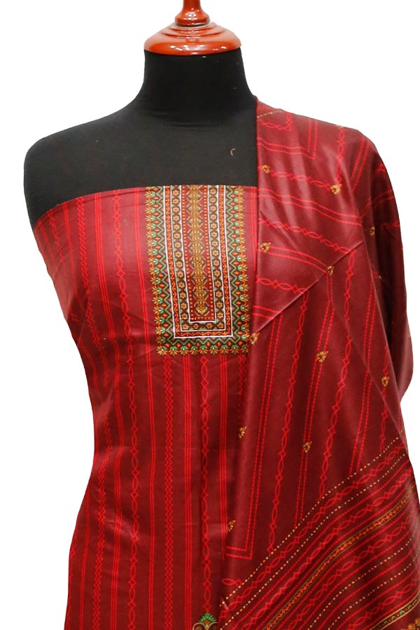 Bareeza Civic Voil Lawn`23 D#821 D Maroon