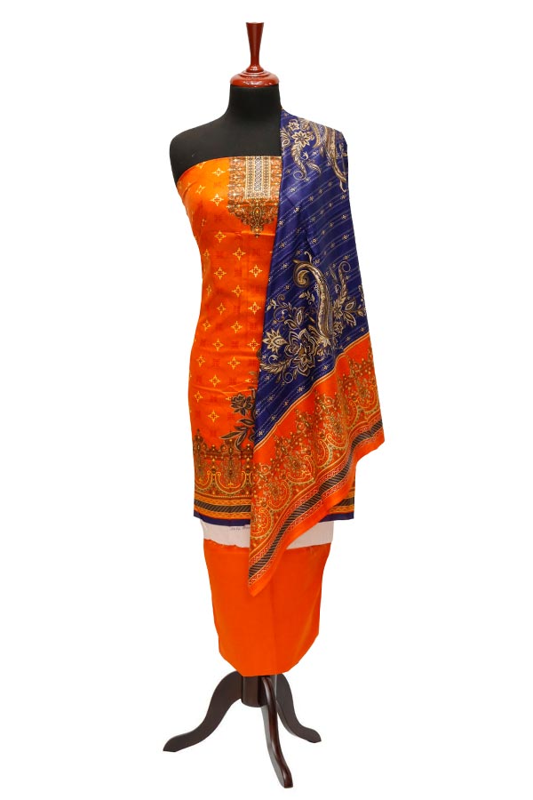 Bareeza Civic Voil Lawn`23 D#826 Orange