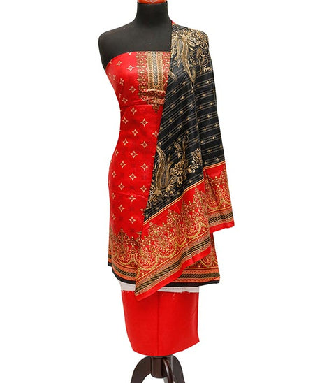 Bareeza Civic Voil Lawn`23 D#826 Red