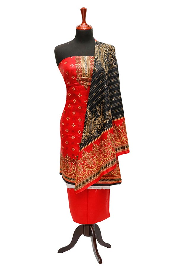 Bareeza Civic Voil Lawn`23 D#826 Red