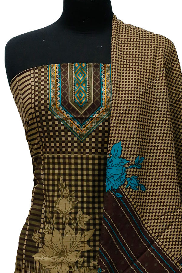 Bareeza Civic Voil Lawn`23 D#903 Chocolate