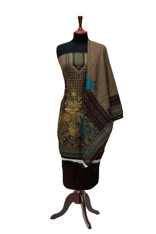 Bareeza Civic Voil Lawn`23 D#903 Chocolate