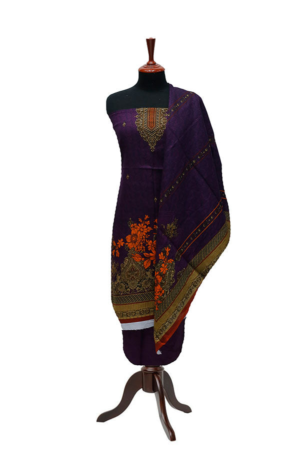 Bareeza Civic Voil Lawn`23 D#905 Purple