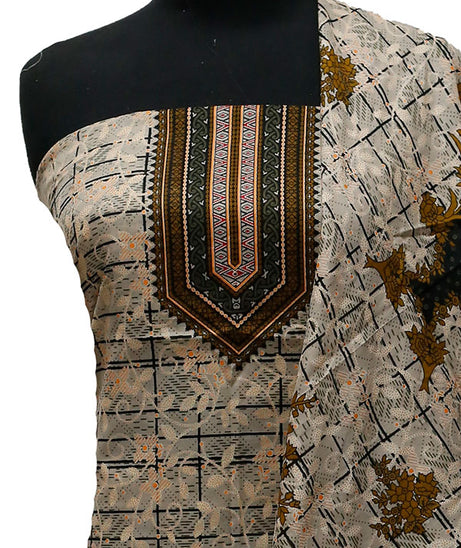 Bareeza Civic Voil Lawn`23 D#907 Brown