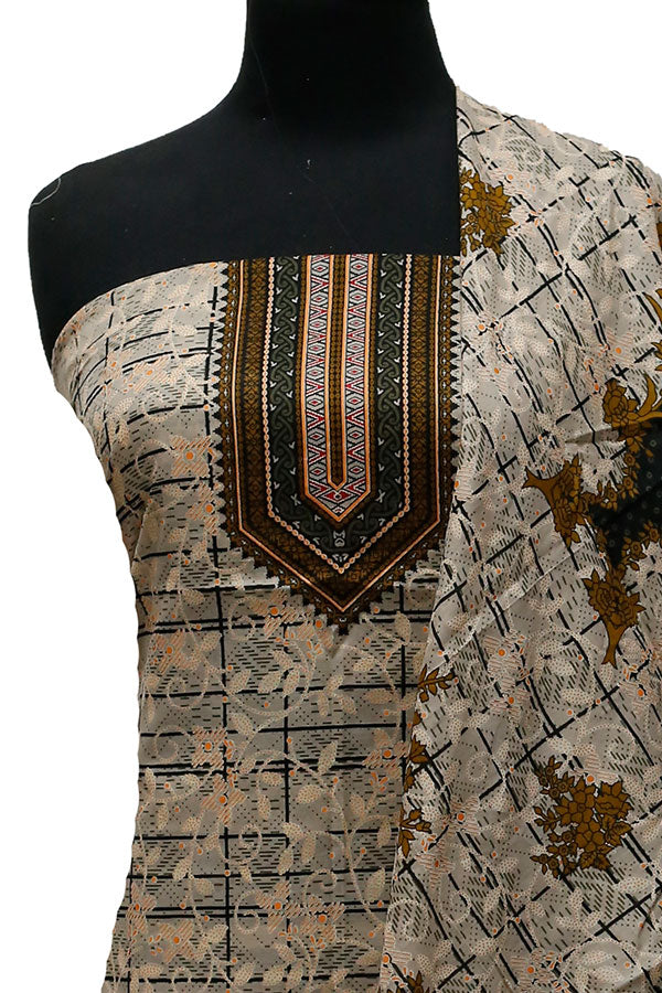 Bareeza Civic Voil Lawn`23 D#907 Brown