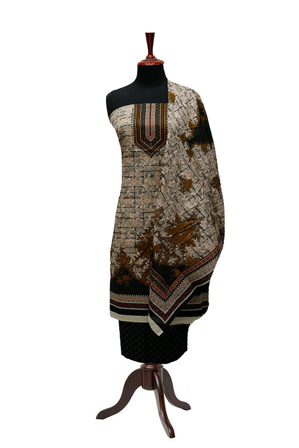 Bareeza Civic Voil Lawn`23 D#907 Brown