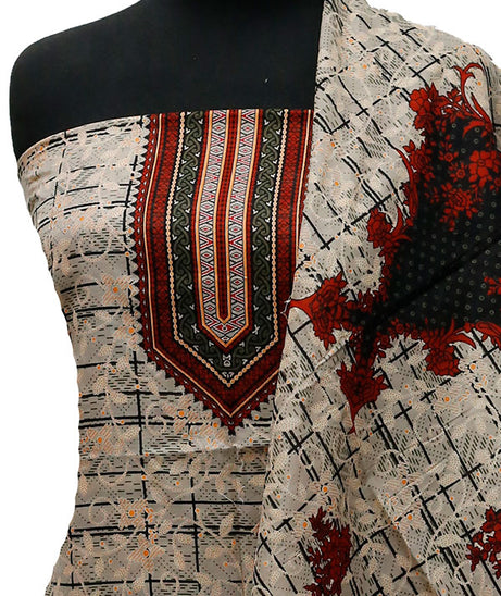 Bareeza Civic Voil Lawn`23 D#907 Maroon