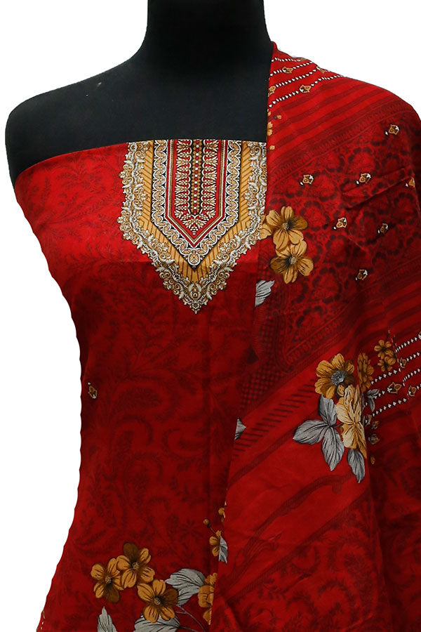 Bareeza Civic Voil Lawn`23 D#912 D Red